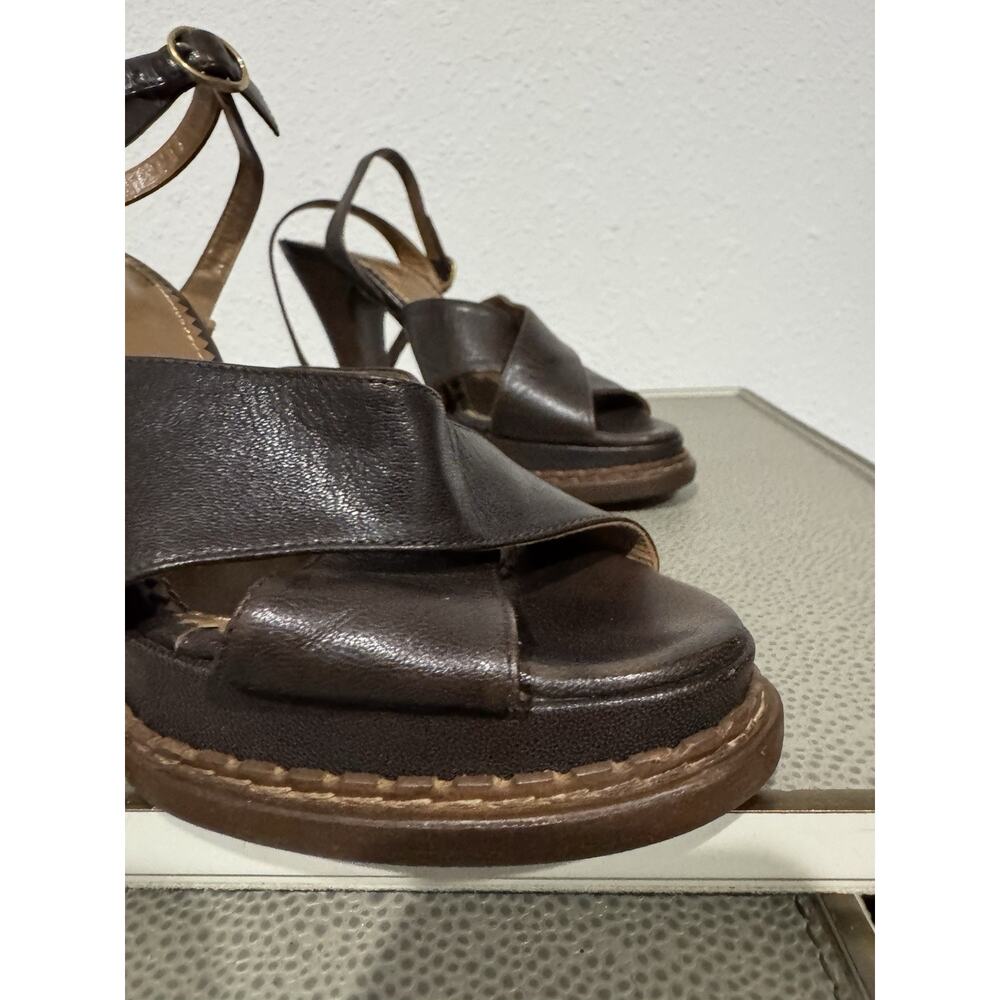 YSL RIVE GAUCHE AUTHENTIC ESPRESSO PLATFORM SANDAL HEELS VTG Y2K 38 - Picture 4 of 16